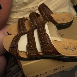 Clarks Brown Leather Women's Sandals